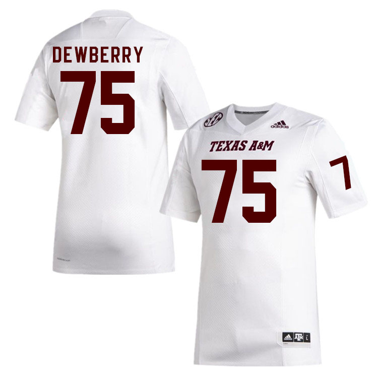 Men #75 Kam Dewberry Texas A&M Aggies College Football Jerseys Stitched Sale-White